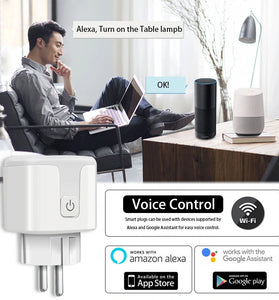 Tuya 16/20A Smart WiFi Switch EU Plug Intelligent Power Monitor Voice Control Timing Outlet Socket Support Alexa Google Home