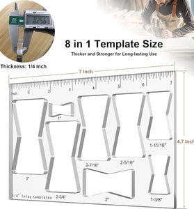 8 In 1 Router Template Jig 7 Inch Router Inlay Template Bowtie Router Template Decorative 8 Sizes Router Jig Woodworking DIY Tool