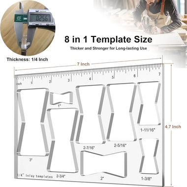8 In 1 Router Template Jig 7 Inch Router Inlay Template Bowtie Router Template Decorative 8 Sizes Router Jig Woodworking DIY Tool
