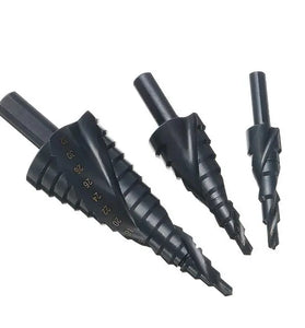 3pcs 4-12/20/32mm HSS Step Drill Bits Set Spiral Grooved Hole Cutter
