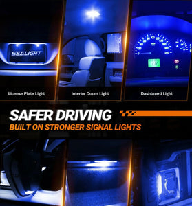 SEALIGHT Pack of 10 LED Bulbs T10 2835 Dome Light Width Lights Signal Lights 60LM Brightness Instrument Lights