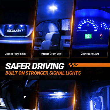 SEALIGHT Pack of 10 LED Bulbs T10 2835 Dome Light Width Lights Signal Lights 60LM Brightness Instrument Lights