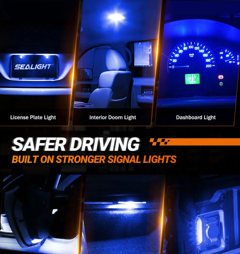 SEALIGHT Pack of 10 LED Bulbs T10 2835 Dome Light Width Lights Signal Lights 60LM Brightness Instrument Lights