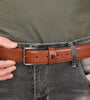 BULLCAPTAIN 130cm Genuine Leather Men's Fashionable Pinch-buckle Belt with Box as Valentine's Day Birthday Gift for Husband Father