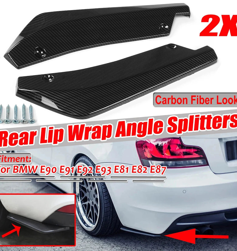 2Pcs Rear Bumper Lip Wrap Angle Diffuser Splitter Canard For BMW X5 X7 E46 E91 E90 E93 E81 E82 E87 E60 E65