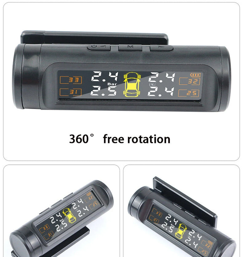 High-Precision Wireless Tire Pressure Monitor System 360 Rotatable 433.92 MHz Hidden Tire Pressure Monitor Car Tire TPMS Display