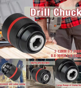 13mm Threaded Keyless Metal Drill Chuck, Hex Shank/SDS/Square Quick Grip Adapter, Chuck for Drill Bit Screwdriver Tap&Sockets