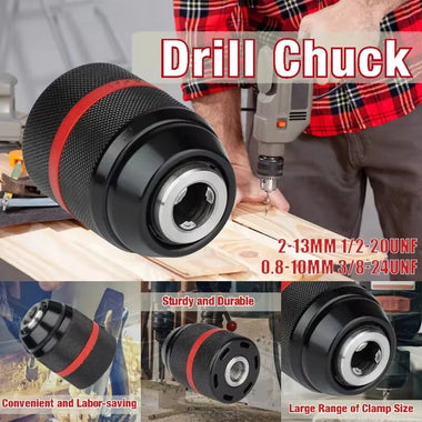 13mm Threaded Keyless Metal Drill Chuck, Hex Shank/SDS/Square Quick Grip Adapter, Chuck for Drill Bit Screwdriver Tap&Sockets