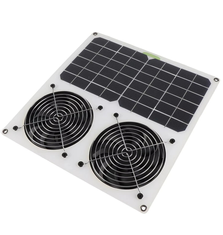 Solar Panel Powered Fan 12inch Waterproof Dual Fan 100W Solar Exhaust Fan for Chicken House Greenhouse