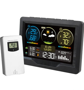 Multifunctional Wireless Weather Station Indoor Outdoor Temperature Humidity Time Weather Forecast Function Clock Alarm Alerts