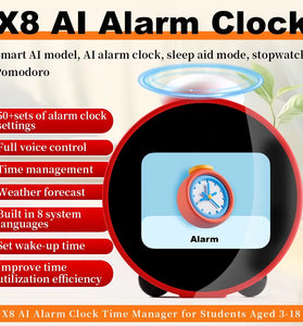 X8 AI Smart Alarm Clock with 2.8-inch LCD Display Voice Assistant Multi-Language Supported Type-C Charging Weather Forecast White Noise Sleep Aid Alarm Clock