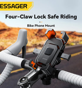 ESSAGER ES-ZJ28 Universal Bike Phone Holder Handlebar/Rearview Mirror Mount Bracket 360 Rotation for  4.7-6.7inch Mobile Phone Stand Shockproof Bracket