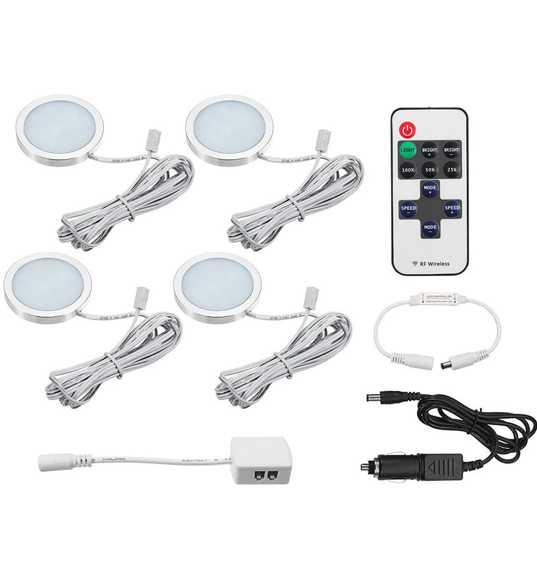 4pcs 12V LED Recessed Down Cabinet Light RV Ceiling Roof Camper Trailer Boat Lamp