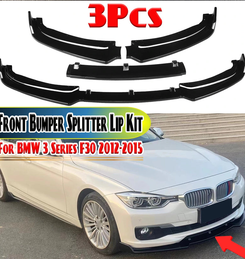 LOWER FRONT GLOSS BLACK SPLITTER SPOILER BUMPER LIP For BMW 3 Series F30 2012-15