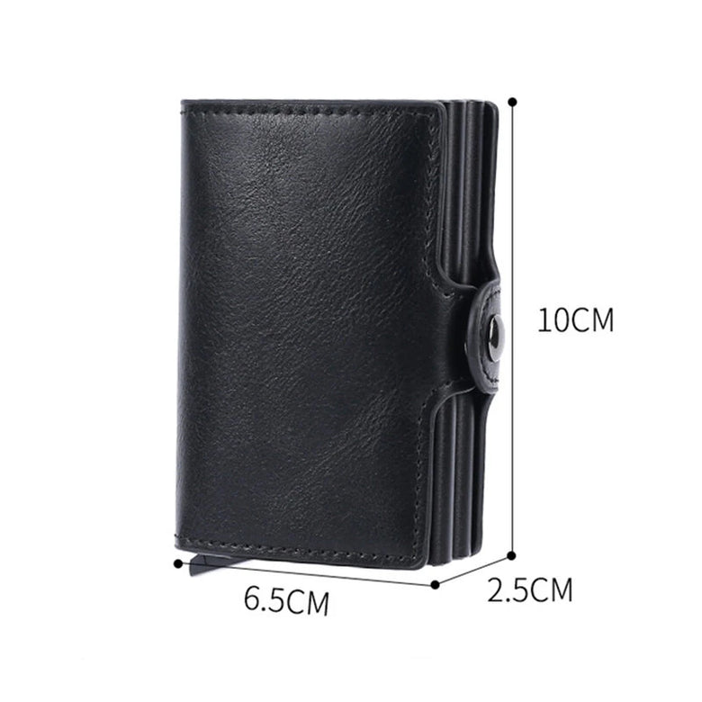 Automatic Elastic Credit Card Holder Mens Wallet Double Layer Aluminum Alloy Credit Card Holder Fashion Simple Metal Credit Card Holder
