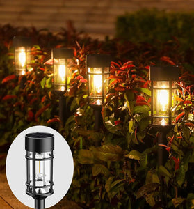 Elfeland Solar Tungsten Filament Lawn Light 21.5" Tall LED Garden Spike Lamp IP65 Waterproof Rechargeable Solar Pathway Lighting