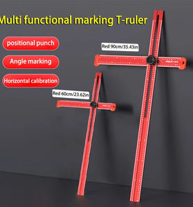 Adjustable T Shape Angle Ruler Aluminum Alloy Multi Angle Measuring Tool 90 45 Precision Marking Ruler Woodworking Line Drawing Tool 60cm 90cm Metric Scale