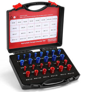Aluminum Alloy Thread Checker Set SAE and Metric 26-Piece and 44-Piece Portable Carrying Case for Mechanics and DIY Enthusiasts