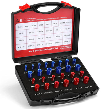 Aluminum Alloy Thread Checker Set SAE and Metric 26-Piece and 44-Piece Portable Carrying Case for Mechanics and DIY Enthusiasts