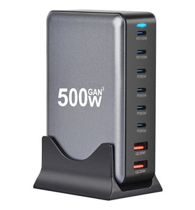 [GaN Tech]Bakeey YMX-500W 500W 8-Port USB PD Charger 2USB-A+6USB-C PD QC Fast Charging Desktop Charging Station EU Plug US Plug for iPhone 16 16 Pro 15 14 13 Pro Max for Huawei Mate XT for Xiaomi 15pro for Samsung Galaxy Z Flip6