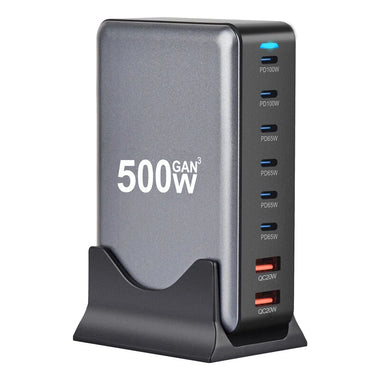 [GaN Tech]Bakeey YMX-500W 500W 8-Port USB PD Charger 2USB-A+6USB-C PD QC Fast Charging Desktop Charging Station EU Plug US Plug for iPhone 16 16 Pro 15 14 13 Pro Max for Huawei Mate XT for Xiaomi 15pro for Samsung Galaxy Z Flip6