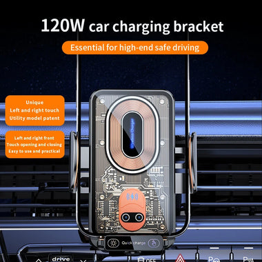 V88 120W Car Mount Phone Holder Intelligent Infrared Induction Air Vent Clip 15W Car Wireless Charger Magnetic for iPhone 16 16 Pro 15 14 13  for Samsung for Xiaomi for Huawei