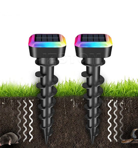 Elfeland Solar Ultrasonic Animal Repeller with RGB LED Lights, Solar Powered Pest & Rodent Deterrent, IP44 Waterproof for Garden, Yard, Farm & Camping