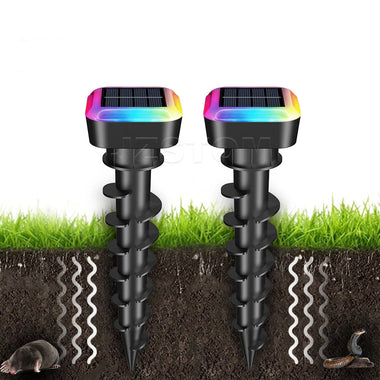 Elfeland Solar Ultrasonic Animal Repeller with RGB LED Lights, Solar Powered Pest & Rodent Deterrent, IP44 Waterproof for Garden, Yard, Farm & Camping