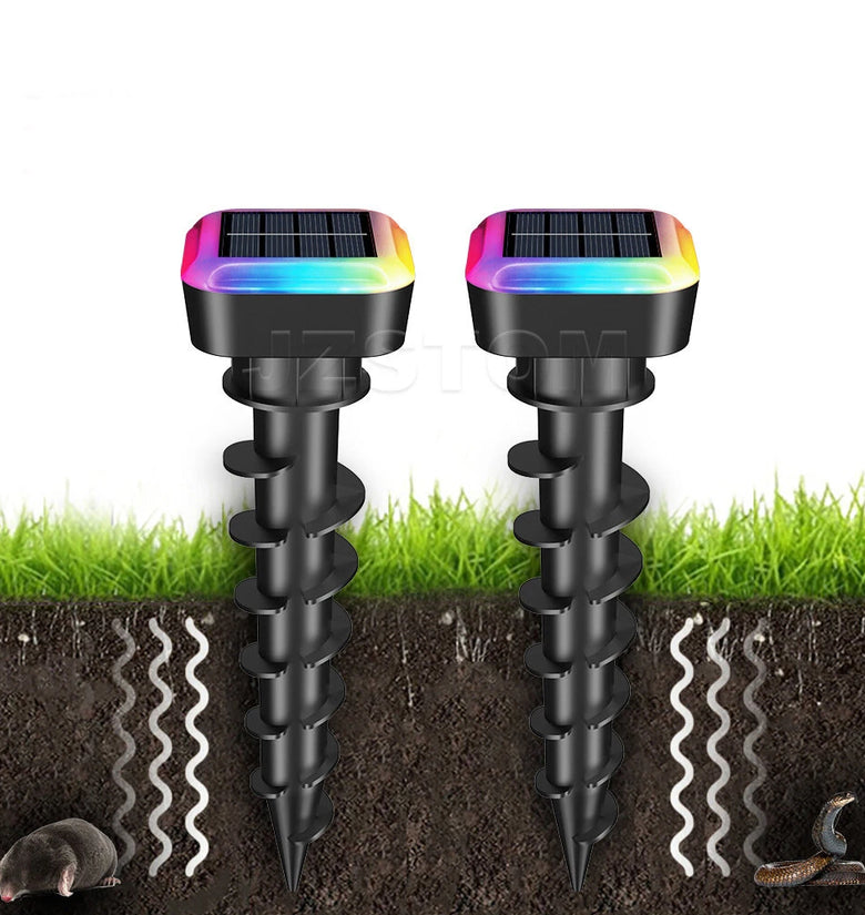 Elfeland Solar Ultrasonic Animal Repeller with RGB LED Lights, Solar Powered Pest & Rodent Deterrent, IP44 Waterproof for Garden, Yard, Farm & Camping