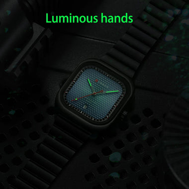 CURREN 36MM Large Dial Fashion Square Men's Quartz Watch Waterproof Luminous Calendar Clock Stainless Steel Business Casual Wristwatch