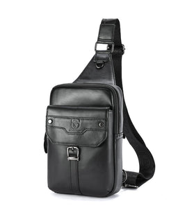 BULLCAPTAIN Vintage Men's Genuine Leather Chest Bag Large Capacity Wear-Resistant Crossbody Shoulder Bags Fashion Travel Outdoor Messenger Pack