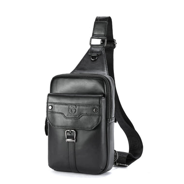 BULLCAPTAIN Vintage Men's Genuine Leather Chest Bag Large Capacity Wear-Resistant Crossbody Shoulder Bags Fashion Travel Outdoor Messenger Pack