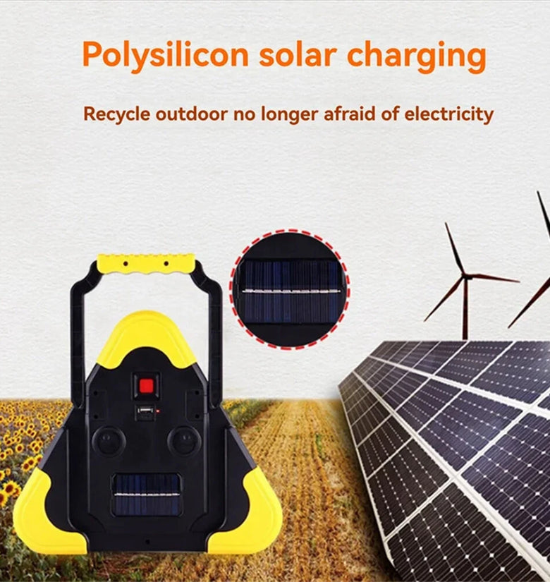 BIKIGHT Solar Emergency Triangular Roadside Warning Light USB Super Bright LED Work Lights for Car Repairing Camping Hiking Hunting