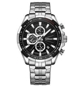 CRRJU Business Men's Watches Fashion Luxury Stainless Steel Quartz Watches Waterproof Chronograph Multifunctional Watches