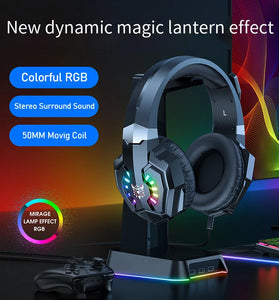 ONIKUMA X32 Gaming Headset Wired Headphone 50mm Drive Unit Stereo Surround Sound RGB Light HD Flexible Microphone Ergonomics USB 3.5mm On-head Wired Headphones