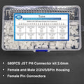580PCS JST-PH2.0mm Pitch 2P3P4P5P6P Plastic Shell Straight Pin Base Connector Terminal