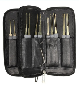 25PCS Spring Steel Locksmith Practice Tool Set Single Hook Lockpick Training Unlock Key Extractor Door Opening Tension Wrench Kit with Convenient Leather Case for Skill Enhancement and Emergency Use