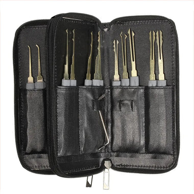 25PCS Spring Steel Locksmith Practice Tool Set Single Hook Lockpick Training Unlock Key Extractor Door Opening Tension Wrench Kit with Convenient Leather Case for Skill Enhancement and Emergency Use