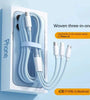 6A 100W Type-C to iP/Micro/Type-C Cable PD Fast Charging Data Transmission Tinned Copper Core Line 1M/1.5M Long for iPhone 16 16 Pro 15 14 13 Pro Max for Huawei Pura X for Xiaomi 15 Pro for Samsung Galaxy S25 Pro