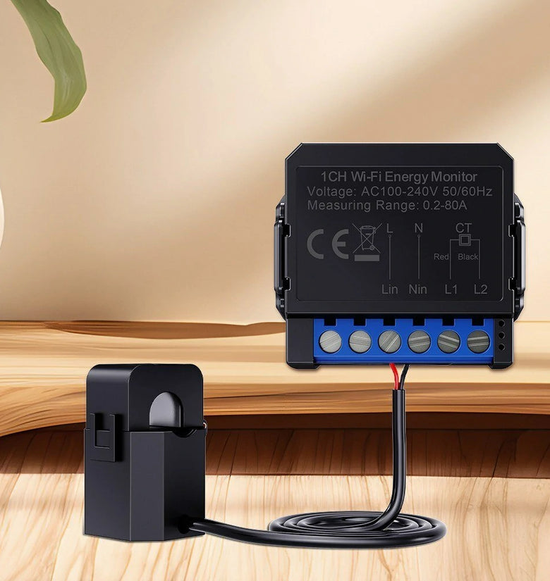 Tuya WiFi Energy Monitoring Meter with Real-Time Power Consumption Statistics User-Defined Power Settings Easy Installation for Intelligent Energy Management System