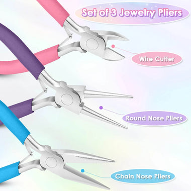 Jewelry Pliers Set Needle Nose Round Nose Wire Cutters High-Quality Steel Non-Slip Handles for Jewelry Making Repair DIY Crafts