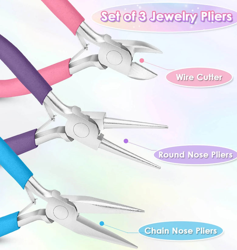 Jewelry Pliers Set Needle Nose Round Nose Wire Cutters High-Quality Steel Non-Slip Handles for Jewelry Making Repair DIY Crafts