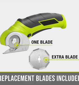 Cordless Electric Scissors 4V Electric Mini Cutter with Extra Blade and Charger Lightweight 0.87 lbs Safety Start Cuts Cardboard Leather Plastic up to 1/4" Thick