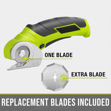 Cordless Electric Scissors 4V Electric Mini Cutter with Extra Blade and Charger Lightweight 0.87 lbs Safety Start Cuts Cardboard Leather Plastic up to 1/4" Thick