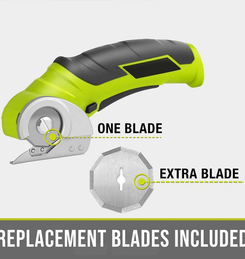 Cordless Electric Scissors 4V Electric Mini Cutter with Extra Blade and Charger Lightweight 0.87 lbs Safety Start Cuts Cardboard Leather Plastic up to 1/4