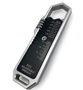EDC Adjustable Wrench Multitool with 25 SAE and Metric Sizes One-Handed Operation Detachable Pocket Clip and Ultimate Portability