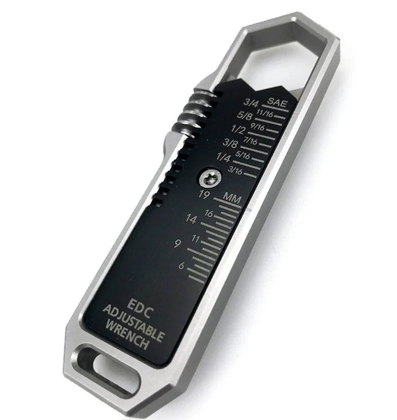 EDC Adjustable Wrench Multitool with 25 SAE and Metric Sizes One-Handed Operation Detachable Pocket Clip and Ultimate Portability