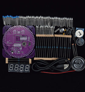 Geekcreit DIY DS1302 Light Control Rotation LED Electronic Clock Kit Music Alarm Clock With Housing Description Download Instruction