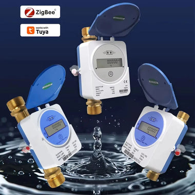 Tuya Smart Zigbe Ultrasonic Water Meter DN15 DN20 DN25 LCD Digital Display Water Flow Consumption Measurement IP68 Protection