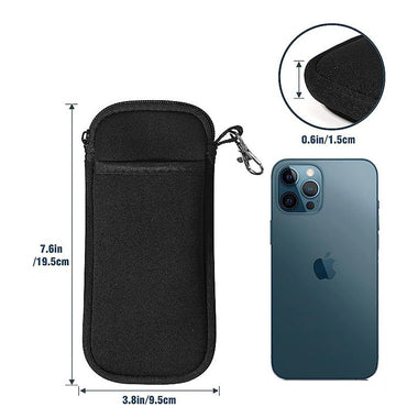 Portable Soft Zipper Glasses Bag with Buckle Lightweight Double Pockets Case can Store Mobile Phones, Headphones, Bank Cards Mini Storage Bag